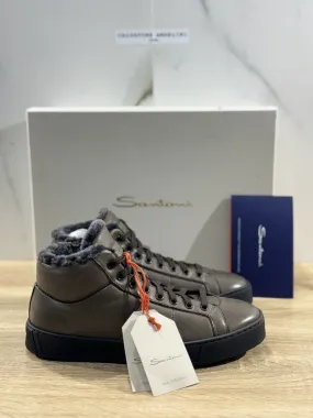 Santoni Sneaker Pelle Grigia Luxury Men Shoes Santoni 40