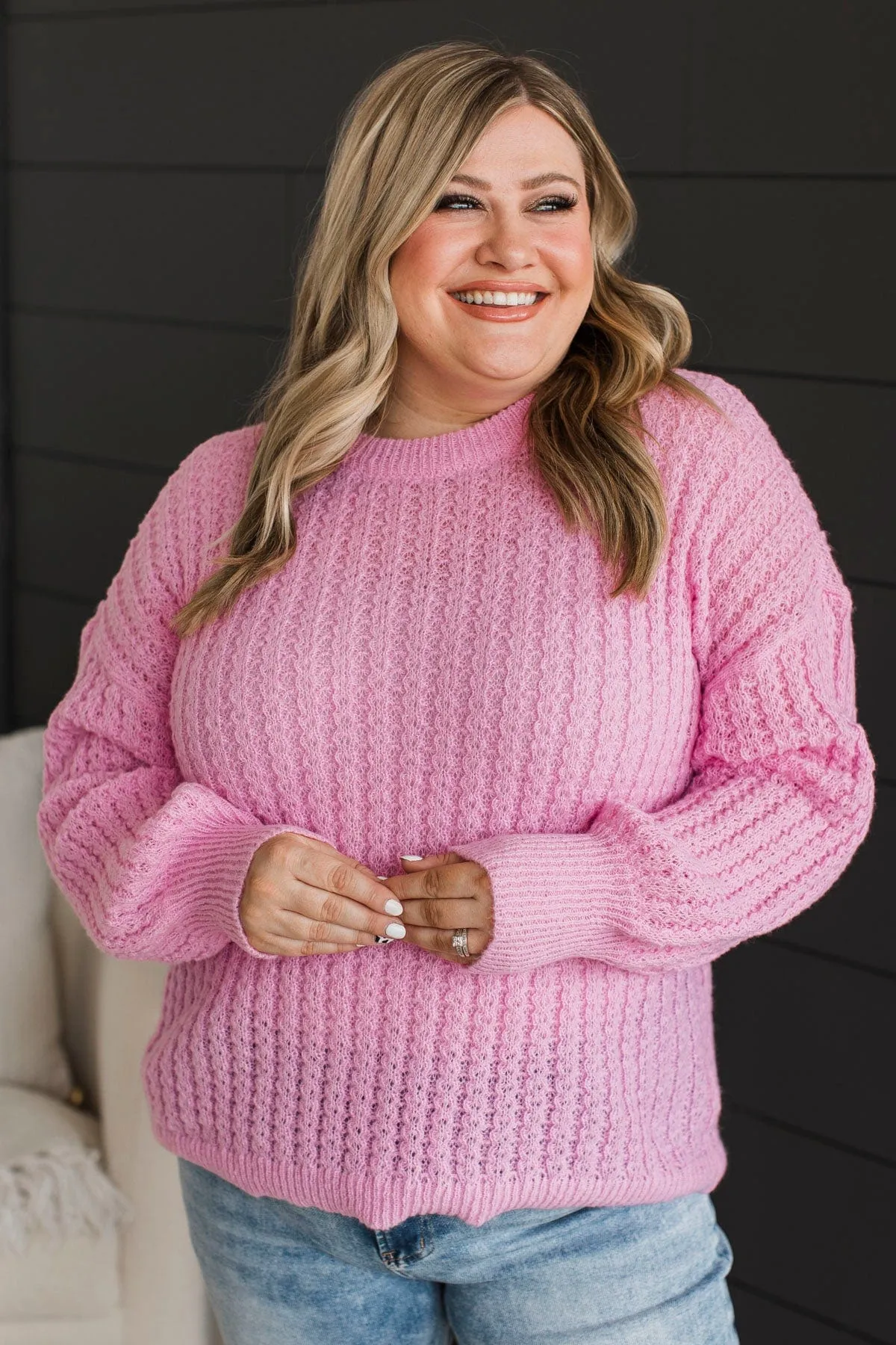 Savor The Moment Knit Sweater- Pink