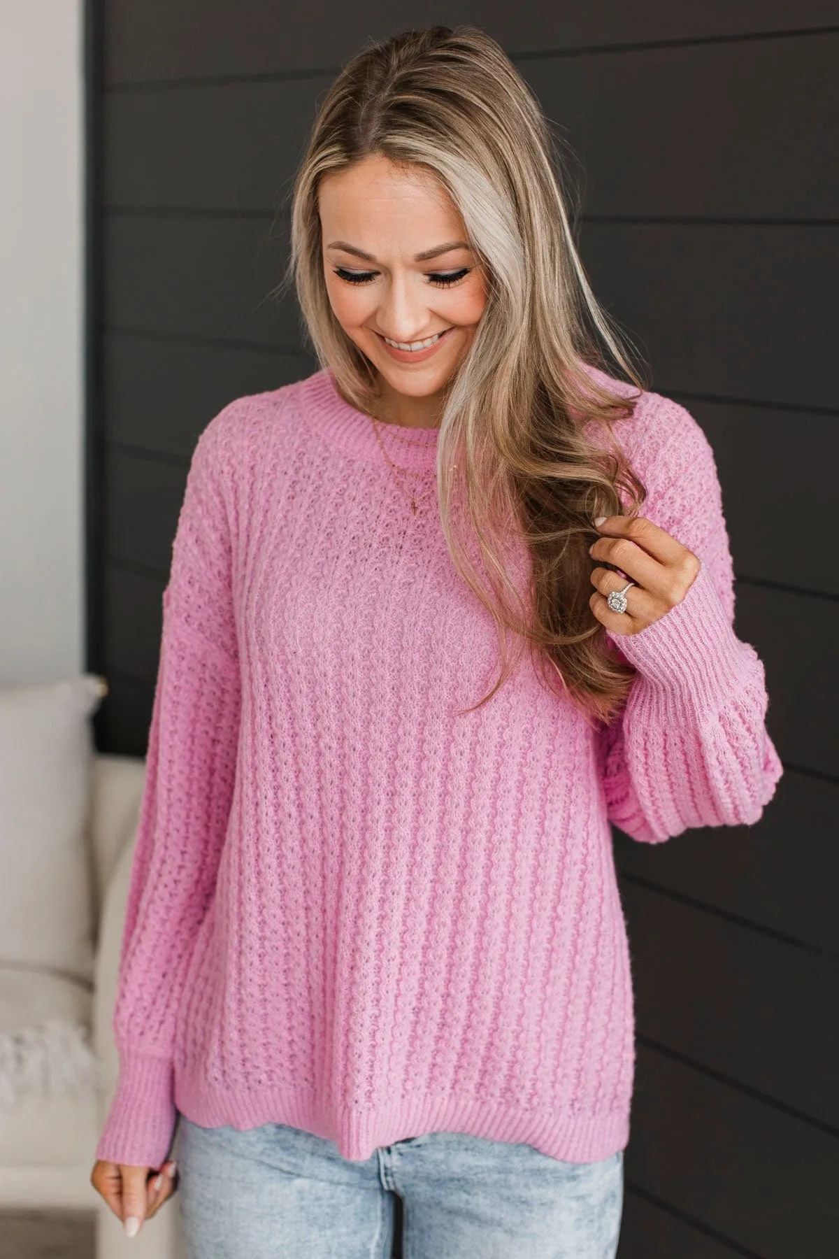 Savor The Moment Knit Sweater- Pink