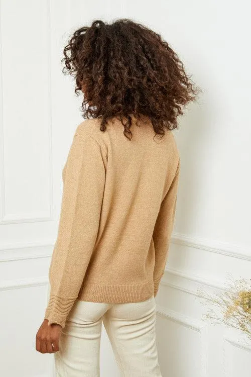 Scallop Trimmed Knit Jumper in Camel