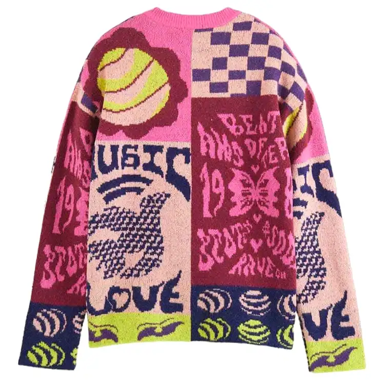 Scotch & Soda All Over Jacquard Sweater (Pink Flyer Graphic) 174611