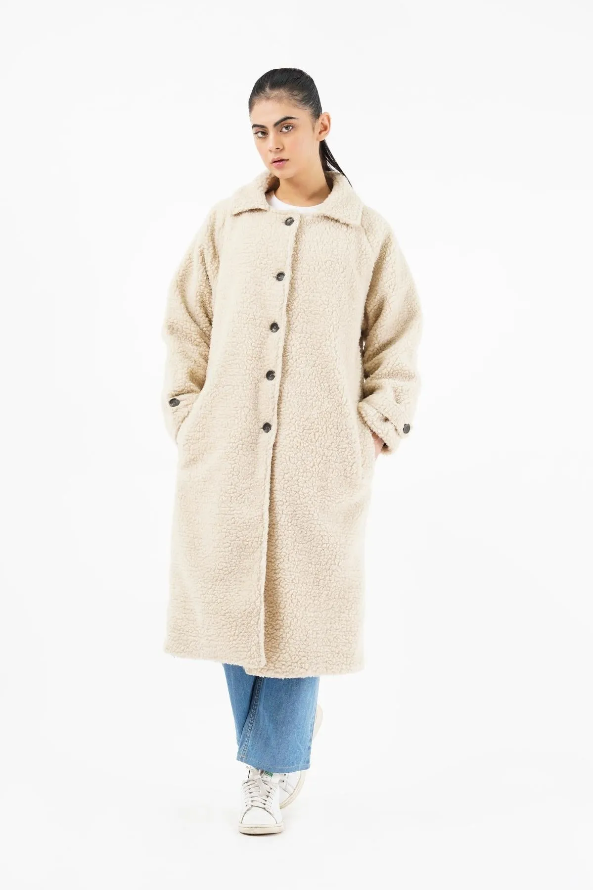 Sherpa Long Coat - beige