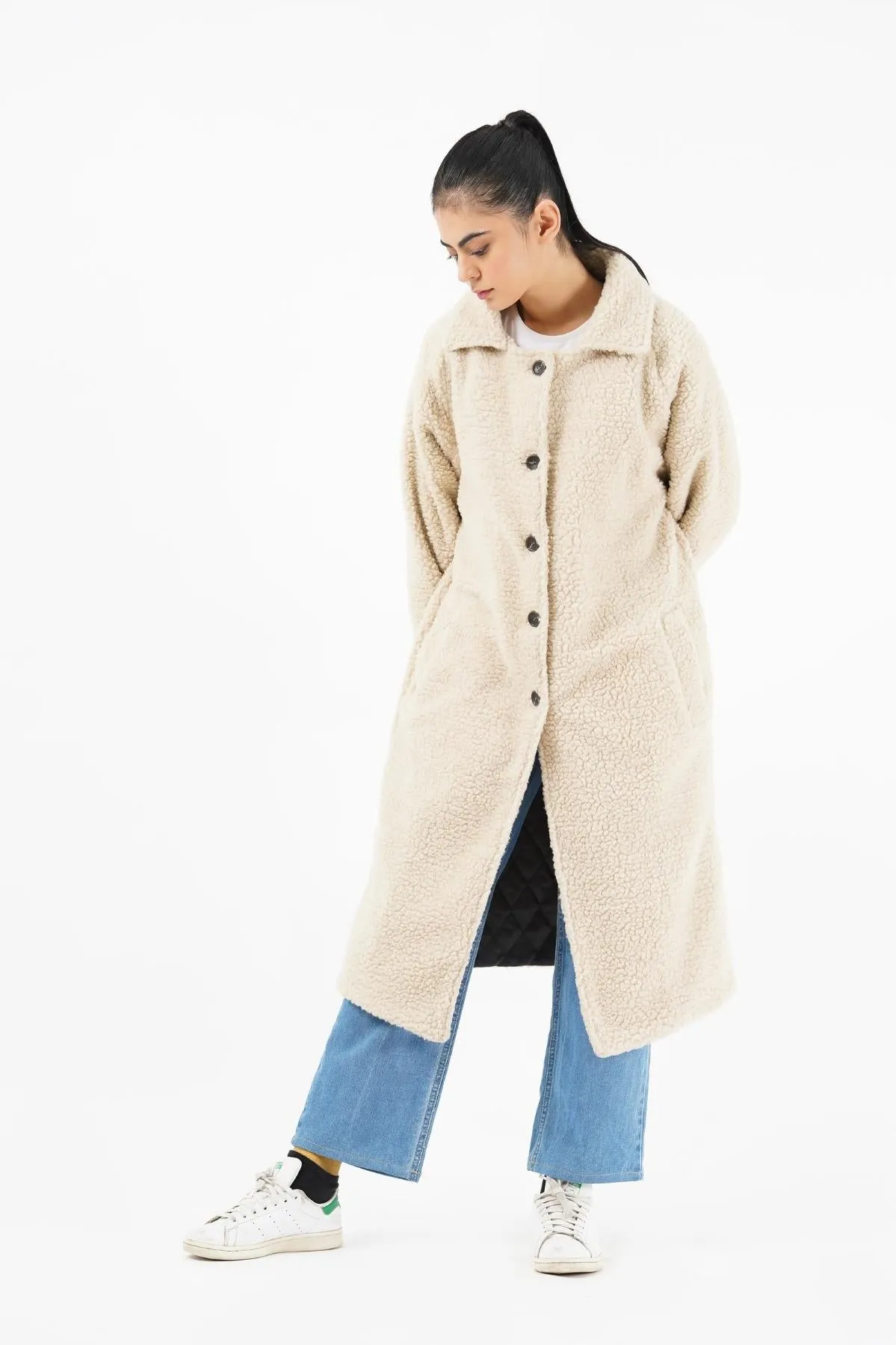 Sherpa Long Coat - beige