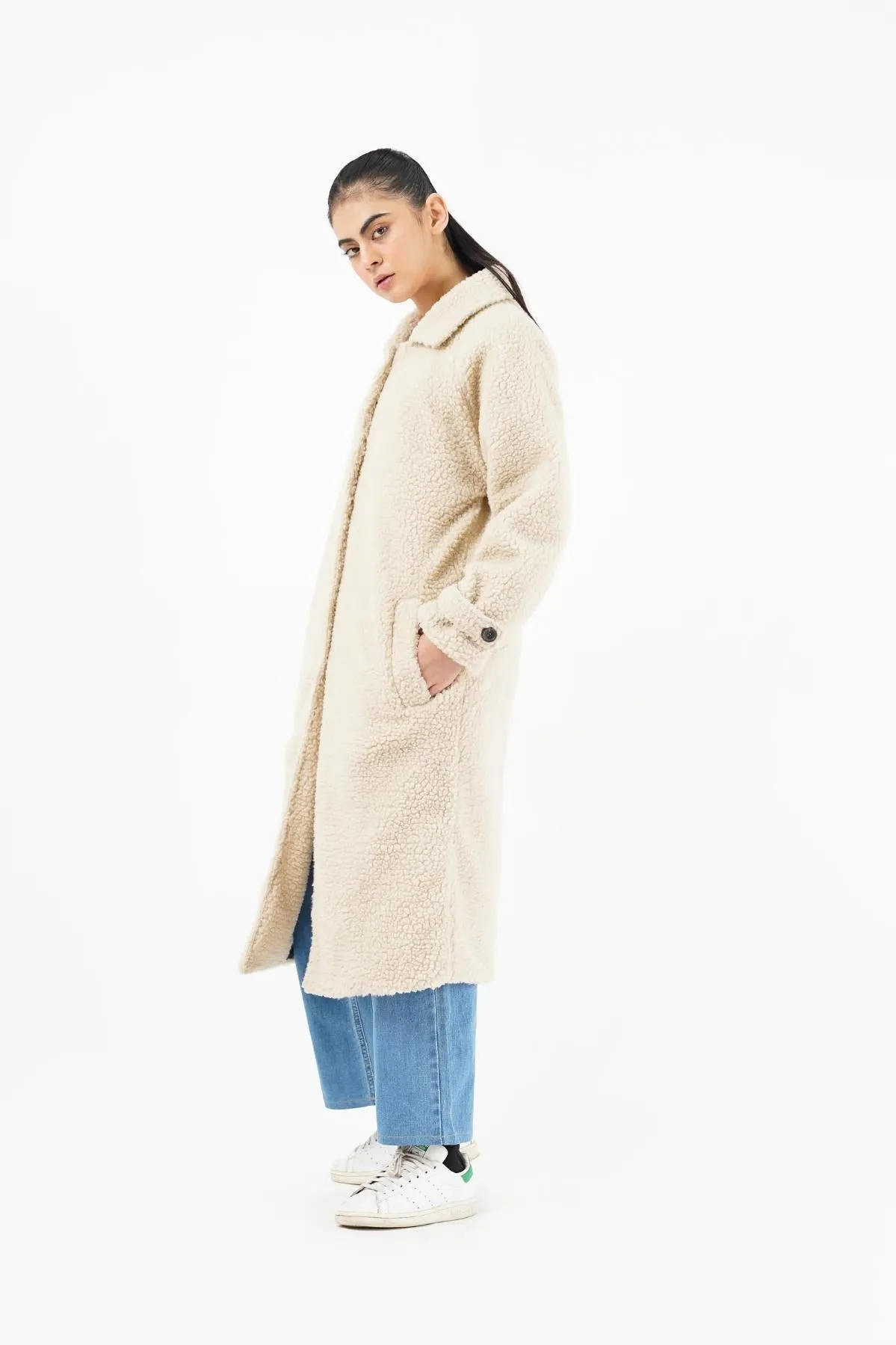 Sherpa Long Coat - beige