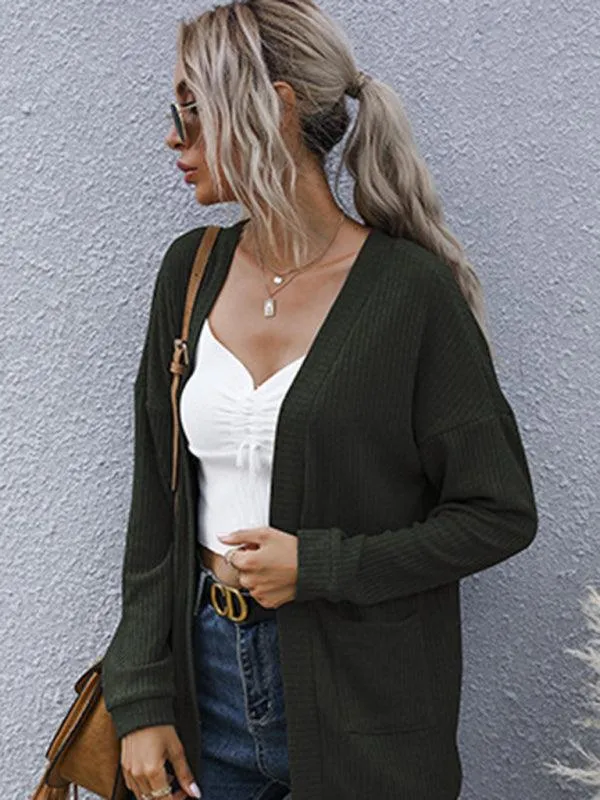 Solid Casual Long Women Cardigan Sweater