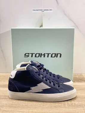 Stokton Sneaker uomo Bolt-U hi top sneakers pelle indaco blu Made in I