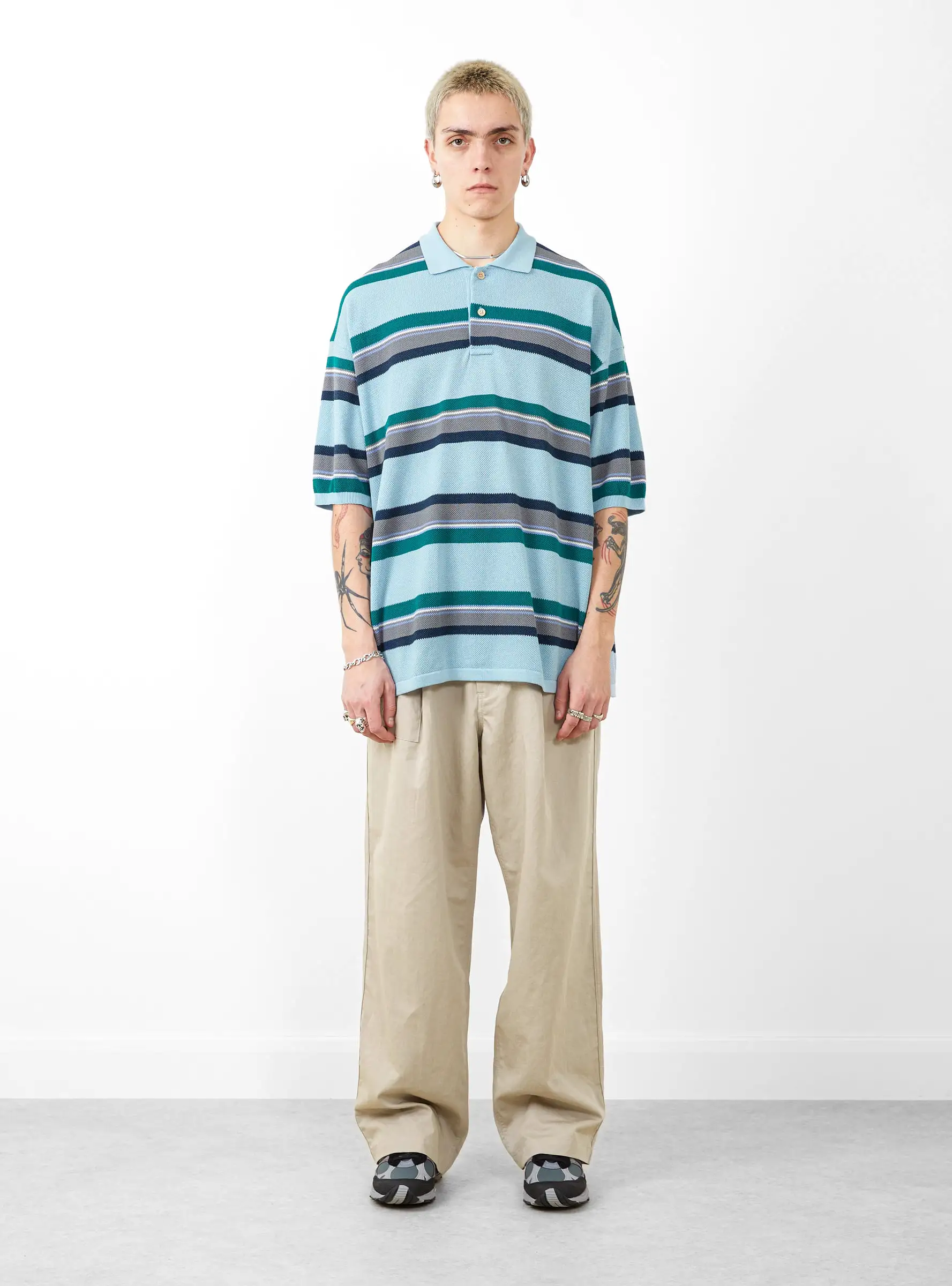 Stripe Polo Sweater Sax