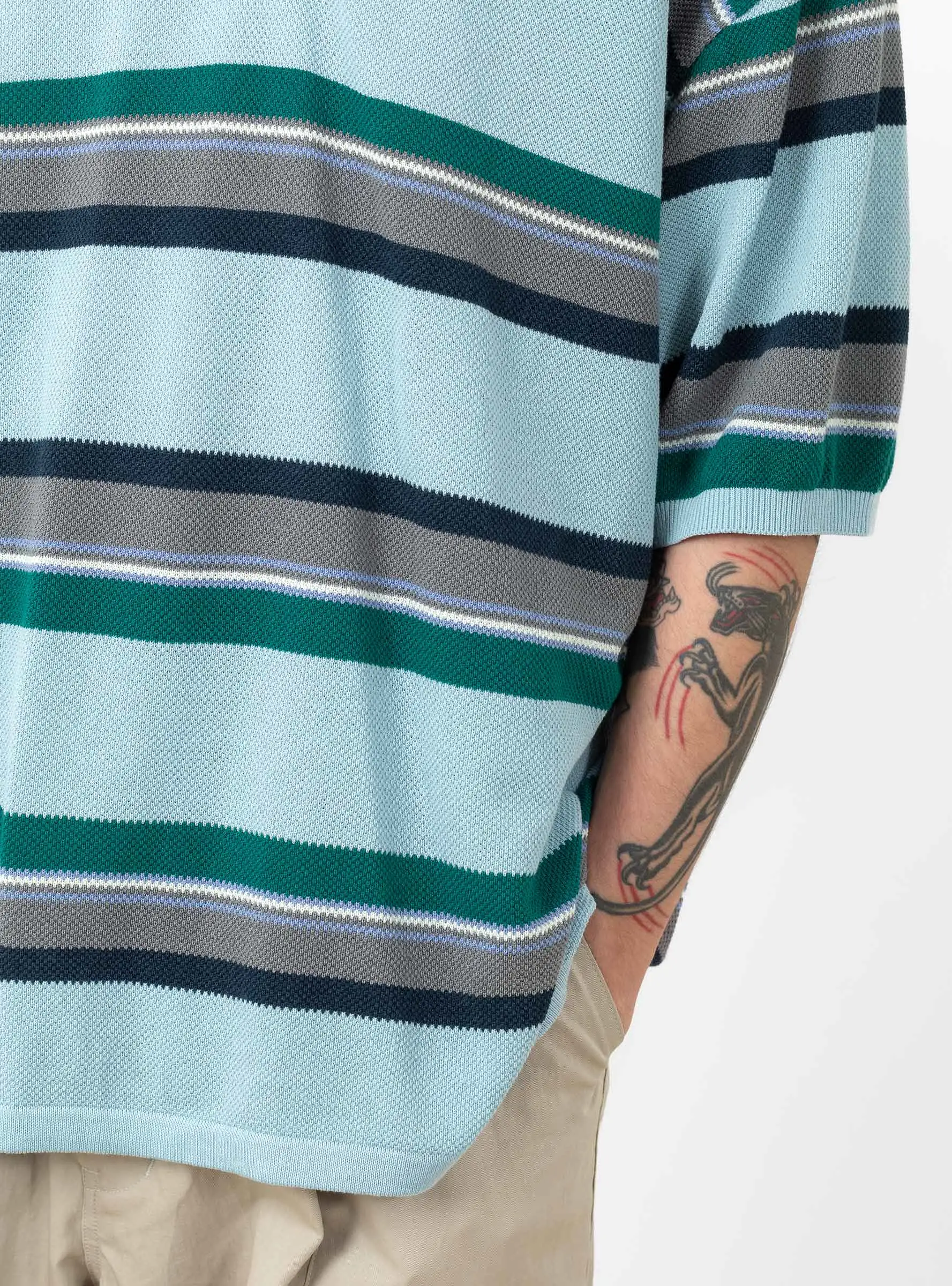 Stripe Polo Sweater Sax