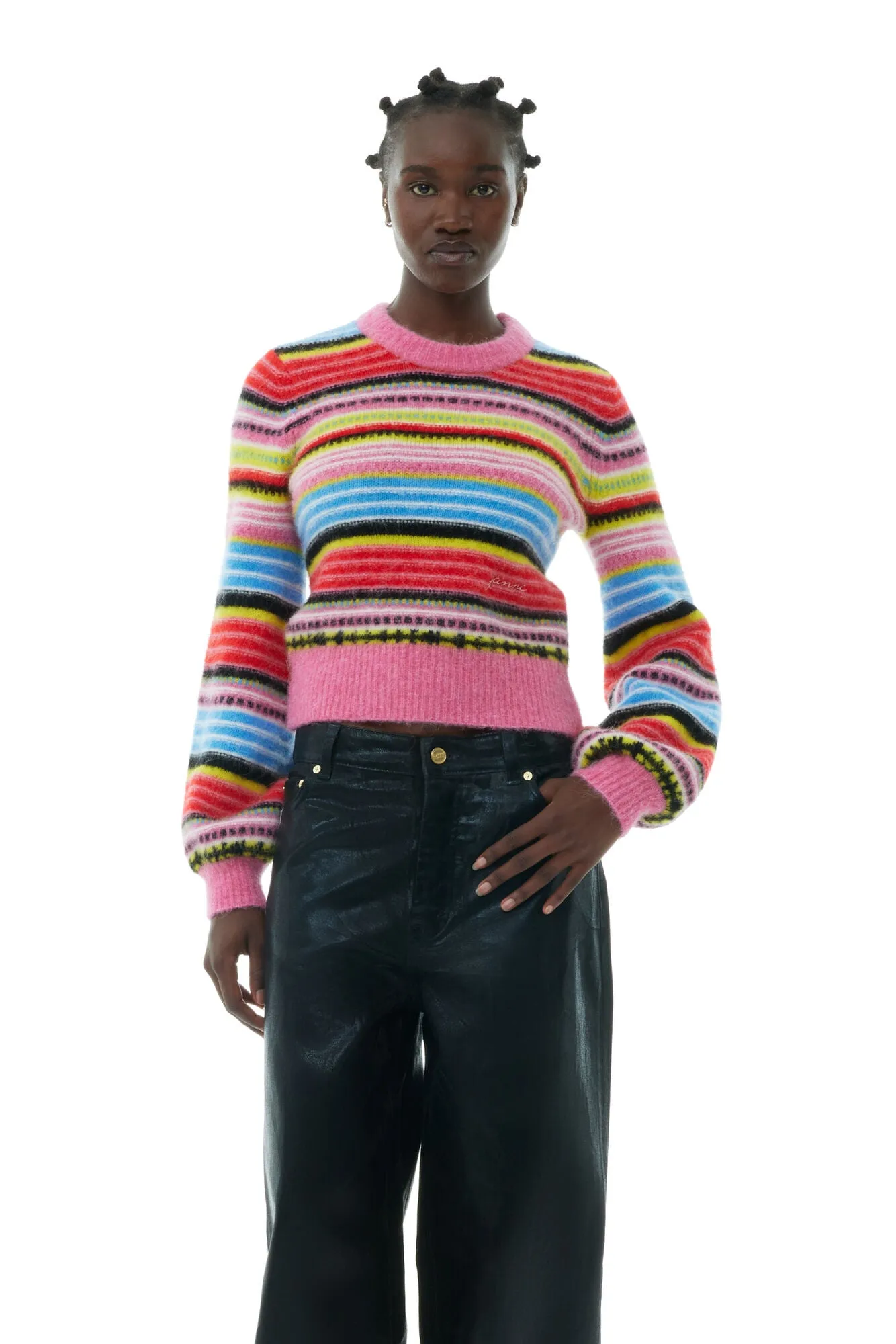 Striped Soft Wool O-Neck Sweater