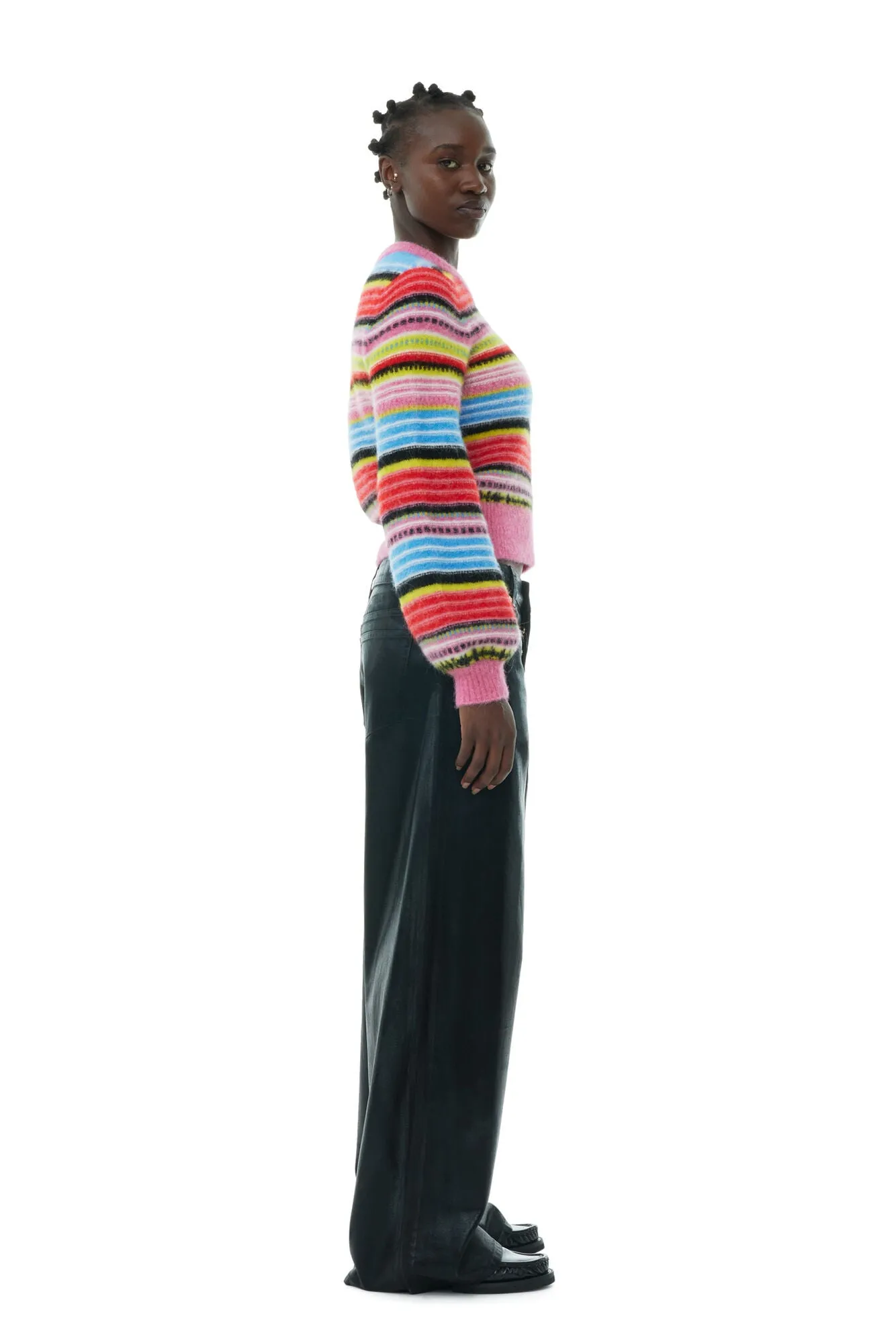 Striped Soft Wool O-Neck Sweater