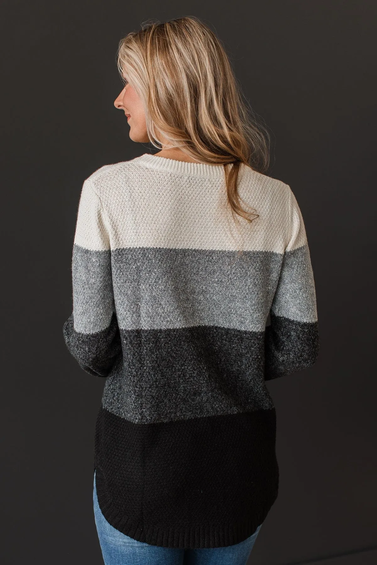 Stunning Sights Knit Sweater- Grey & Black