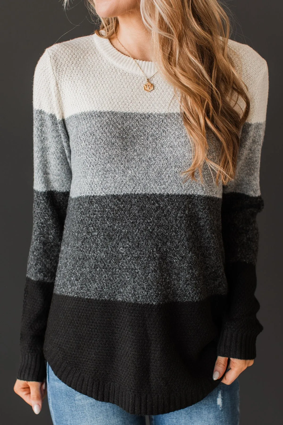 Stunning Sights Knit Sweater- Grey & Black