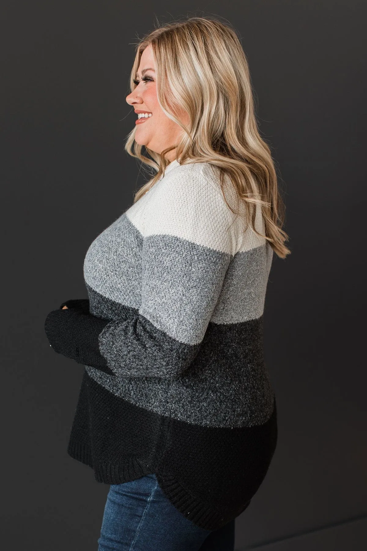 Stunning Sights Knit Sweater- Grey & Black