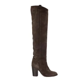 Suede Over the Knee Dark Brown Boots - '20s