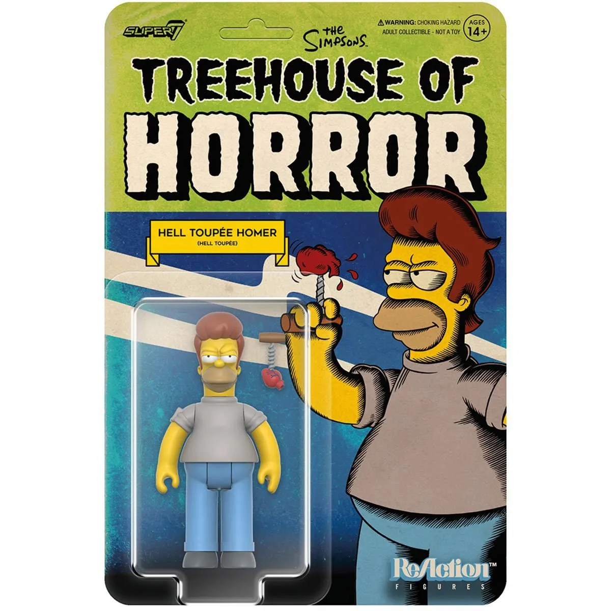 THE SIMPSONS REACTION WAVE 4  (TREEHOUSE OF HORROR V2) -  HELL TOUPEE HOMER ACTION FIGURE