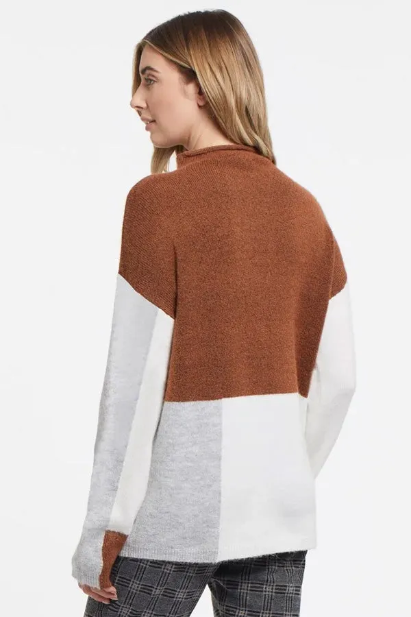 Tribal Colour Block Funnel Neck Sweater