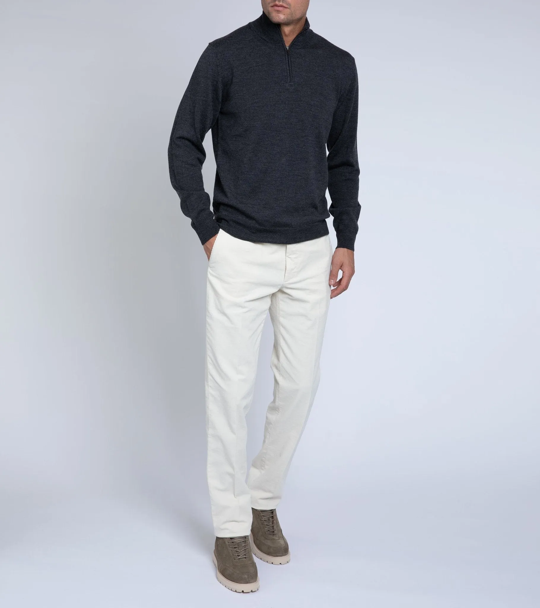 Trunk Trebeck Merino Half Zip Sweater: Charcoal