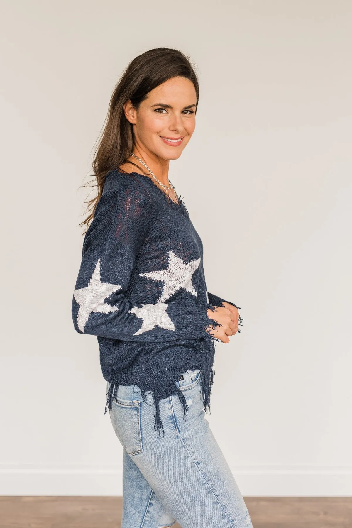 Unforgettable Moments Light Weight Sweater- Navy