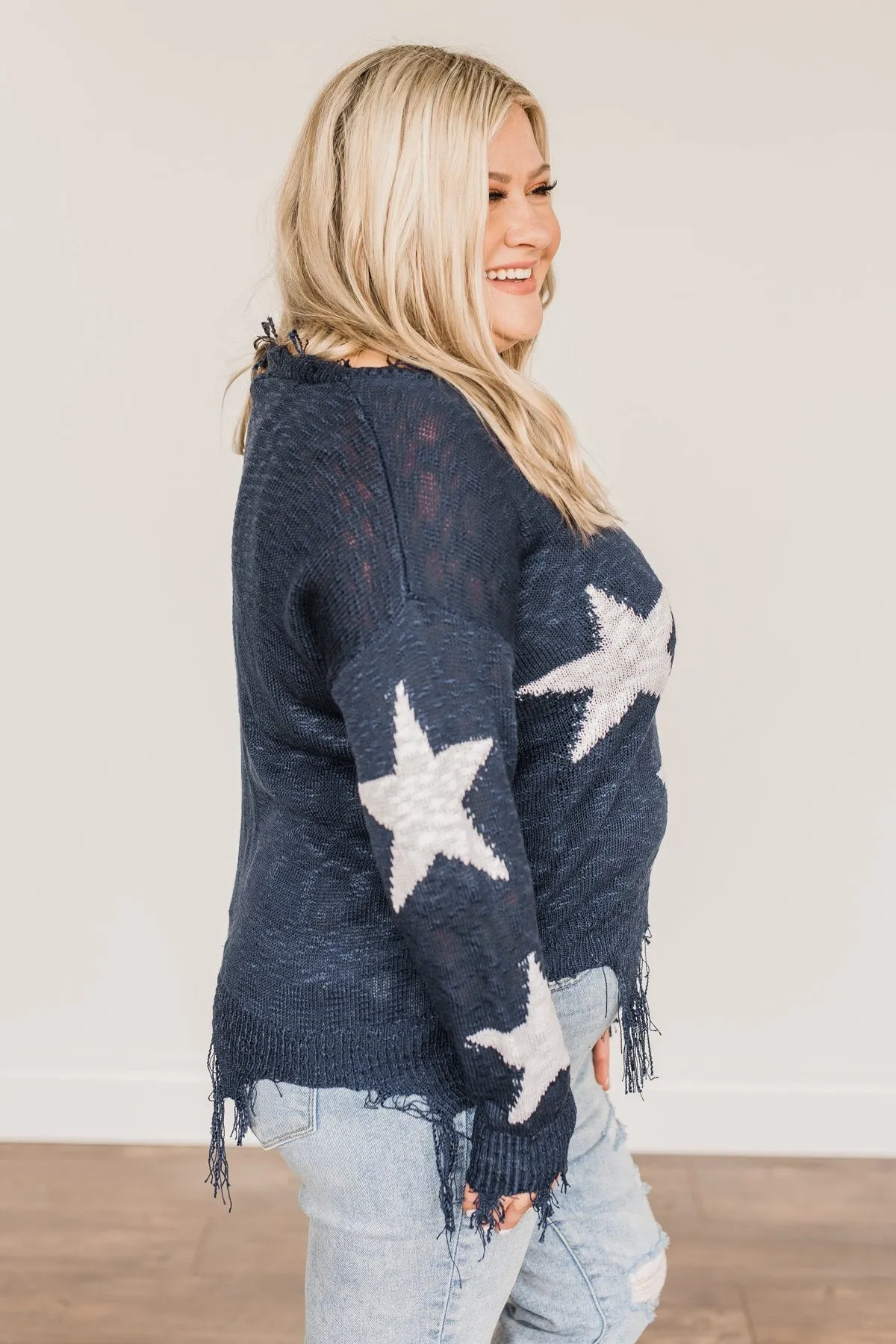 Unforgettable Moments Light Weight Sweater- Navy