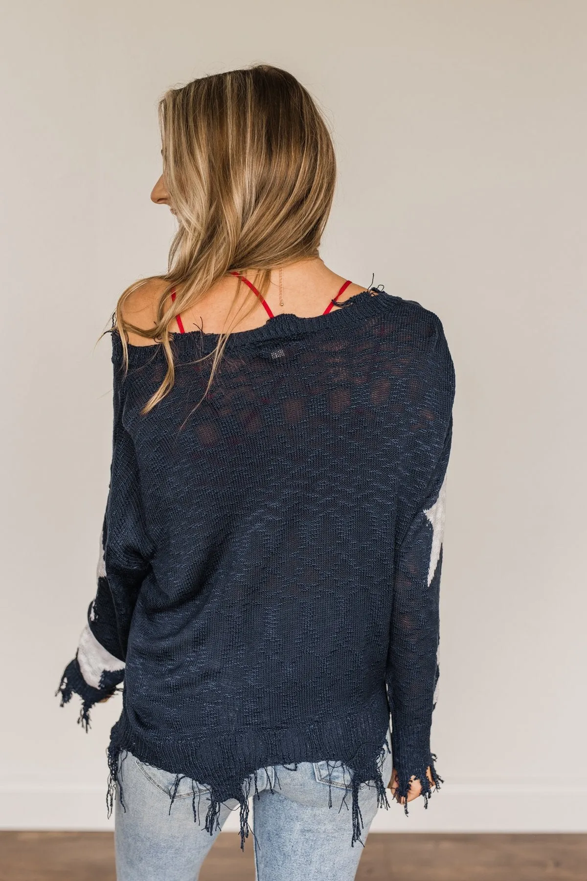 Unforgettable Moments Light Weight Sweater- Navy