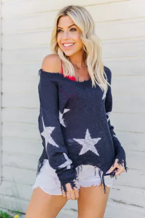 Unforgettable Moments Light Weight Sweater- Navy