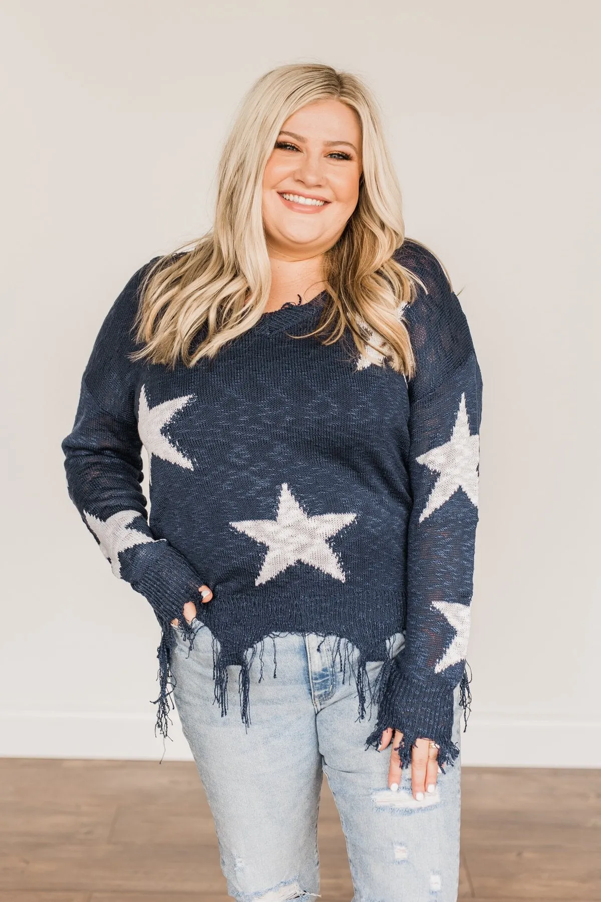 Unforgettable Moments Light Weight Sweater- Navy