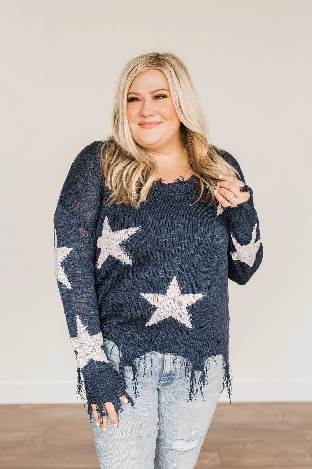 Unforgettable Moments Light Weight Sweater- Navy