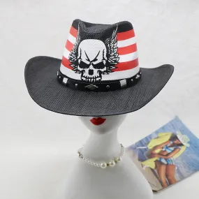 Unisex Vintage Skull Printed Pattern Halloween Partywear Cowboy Hat