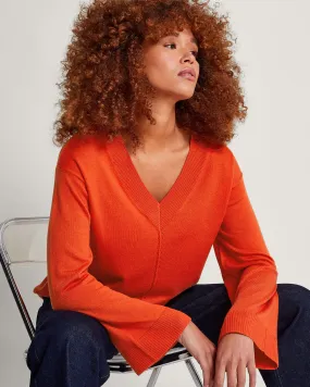 Vida V-Neck Jumper Orange