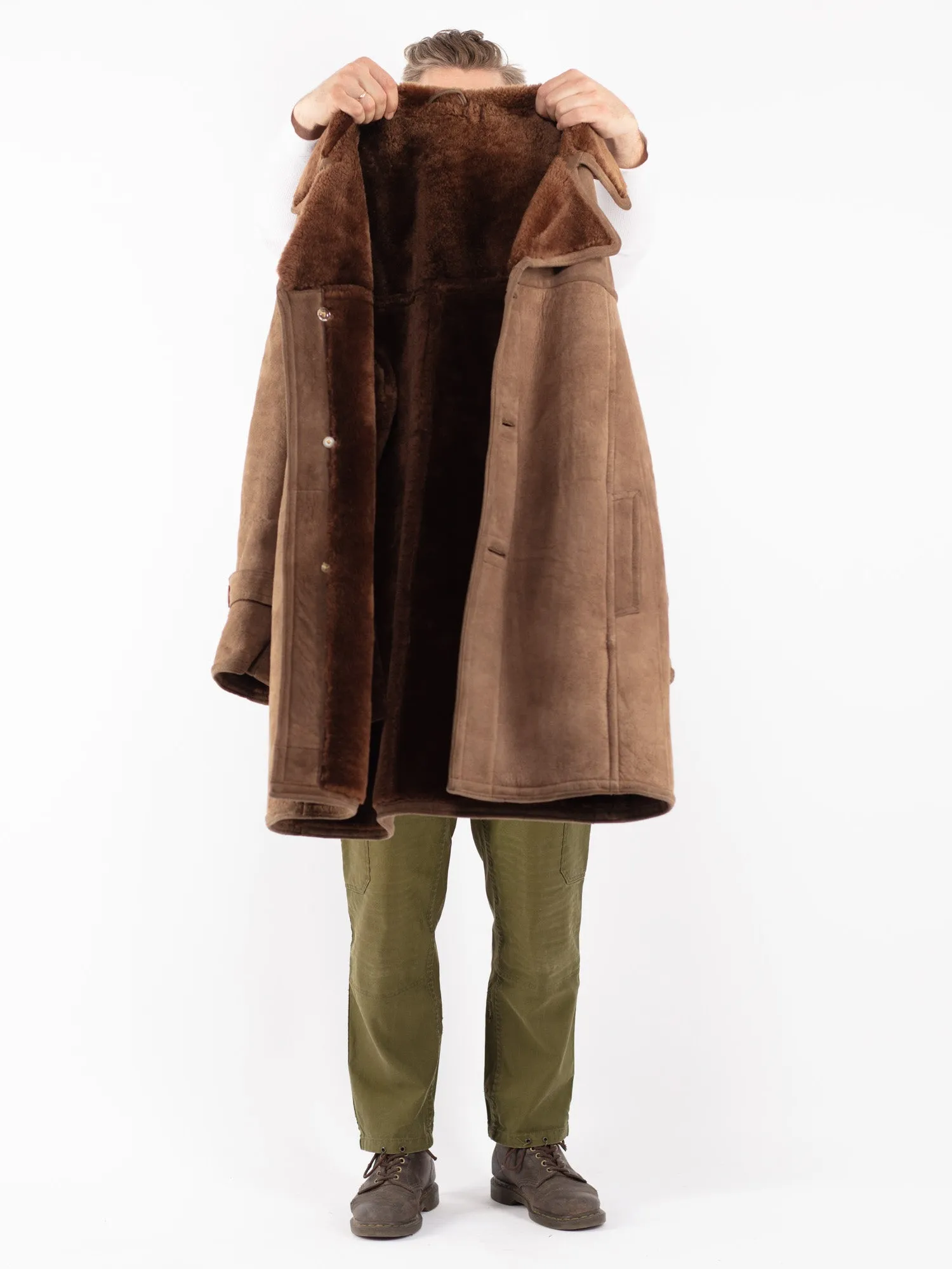 Vintage 70's Men Sheepskin Coat in Brown