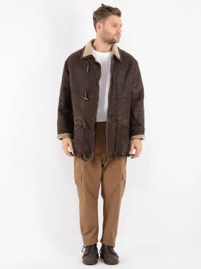 Vintage 90's Men Sheepskin Coat in Brown