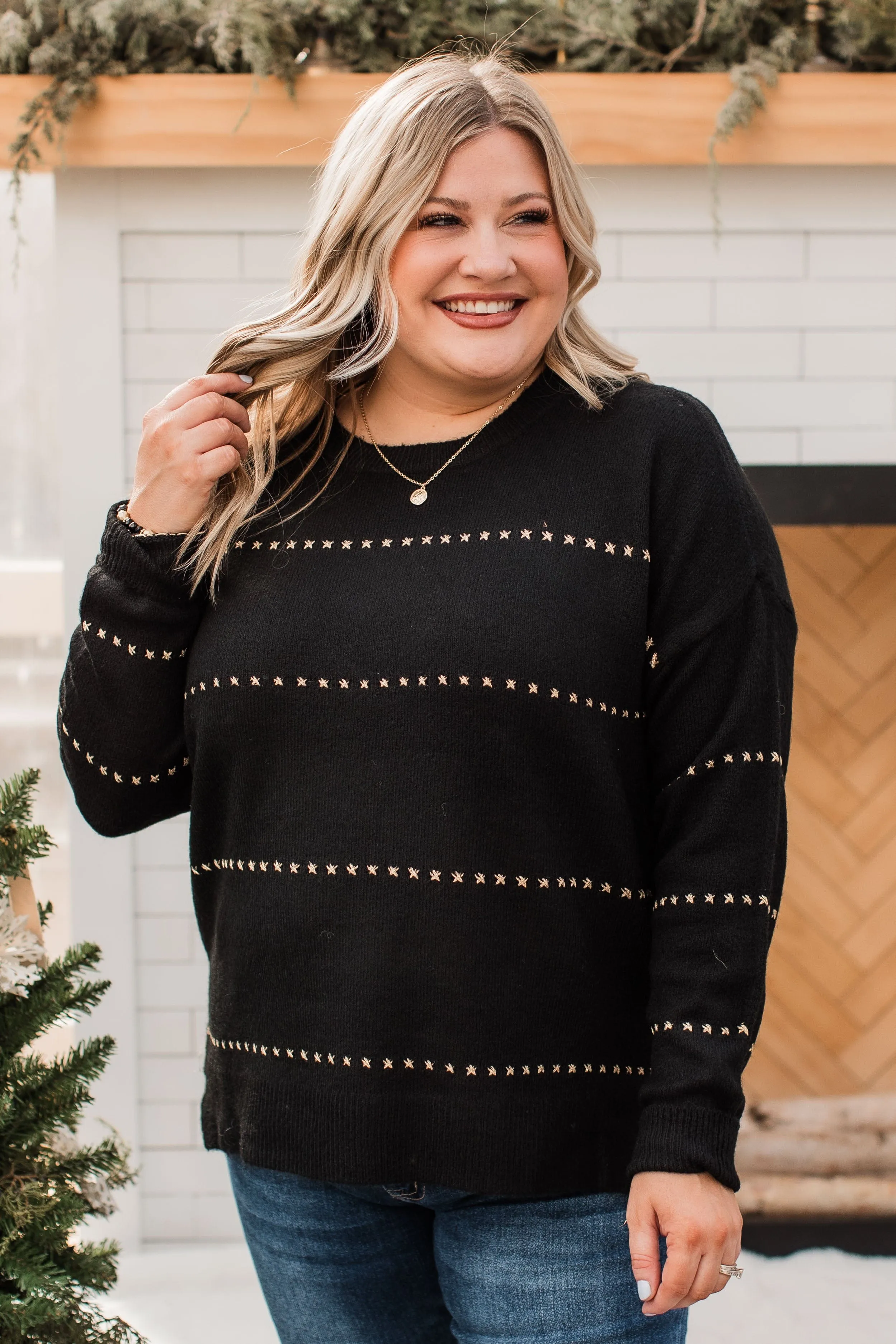 Watch Them Swoon Knit Sweater- Black