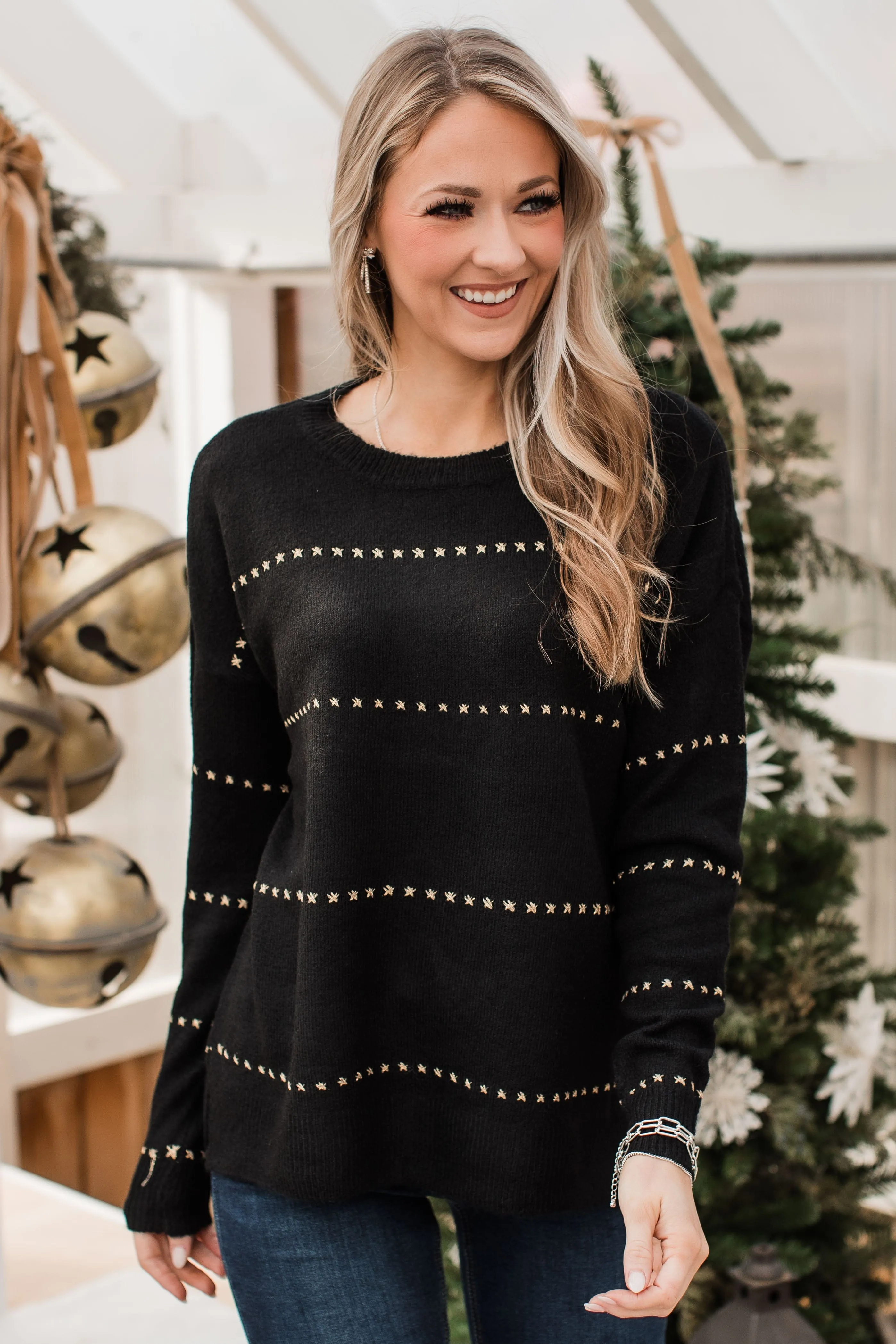 Watch Them Swoon Knit Sweater- Black