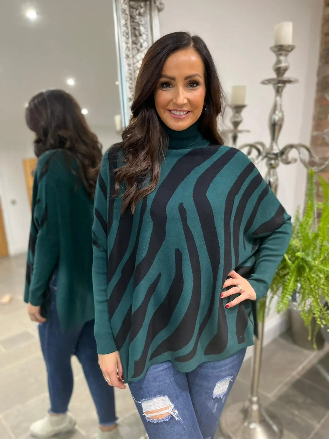 Zebra Roll Neck Jumper Zuri